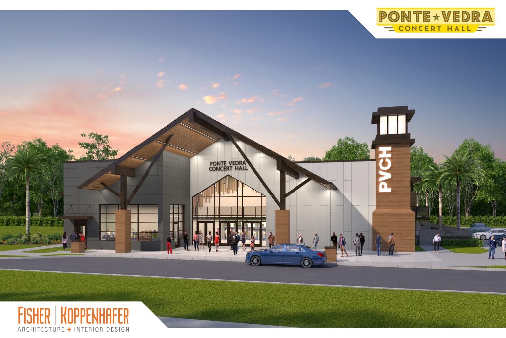 A rendering of the front entrance to a store.